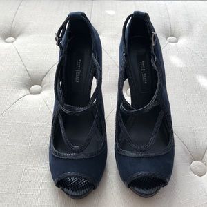 Navy White House Black Market Strappy High Heels